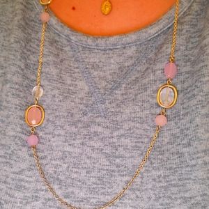 Ladies long purple fashion necklace